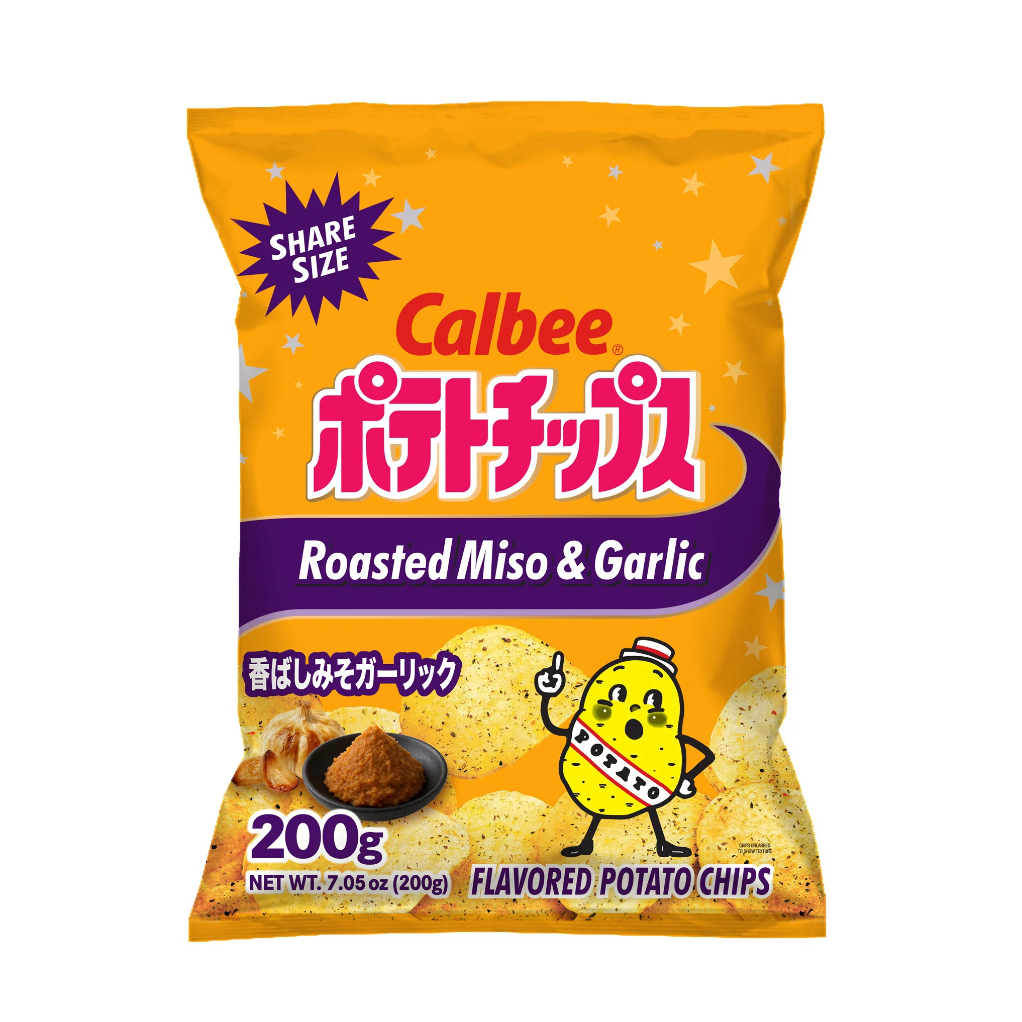 CALBEE POTATO CHIPS ROASTED MISO & GARLIC SHARE SIZE