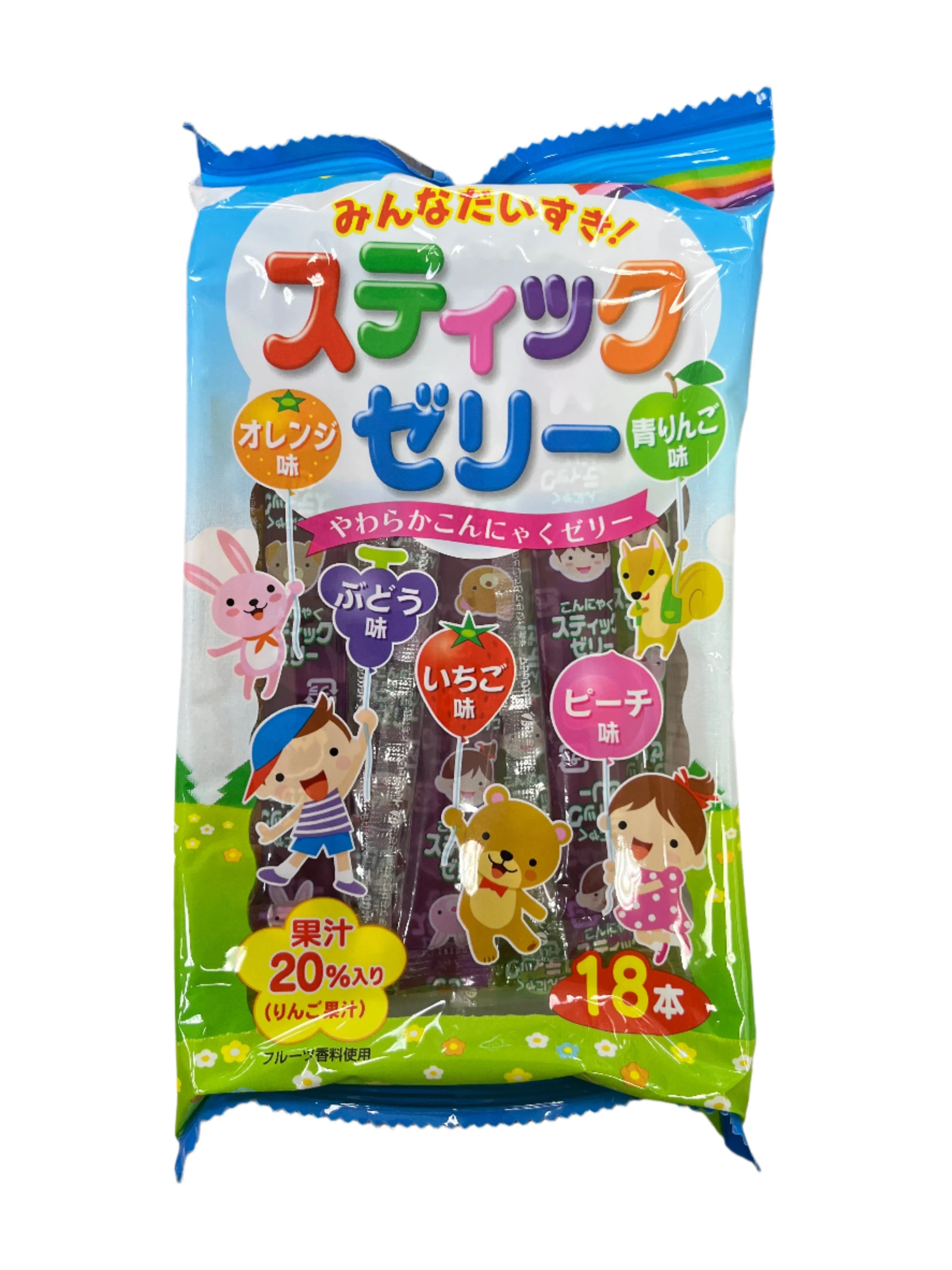 RIBON KONJAC JELLY ORANGE, GRAPE, STRAWBERRY, PEACH, GREEN APPLE
